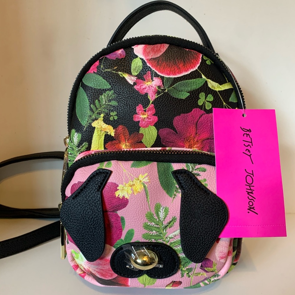 Betsey Johnson Floral Dog Mini Backpack